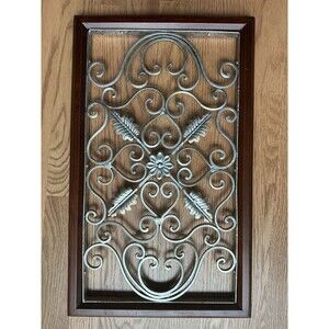 Vintage Metal Scroll Wall‎ Hanging Art with Wood Frame, Add Legs For Table
